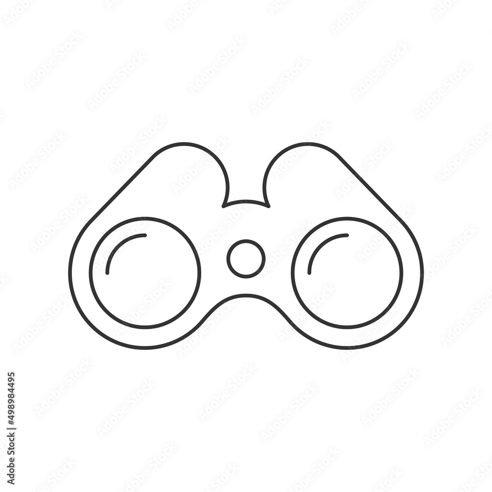 Binoculars line icon. Discovery linear symbol. Vector illustration isolated on white. Binoculars line icon. Discovery linear symbol. Vector illustration isolated on white.