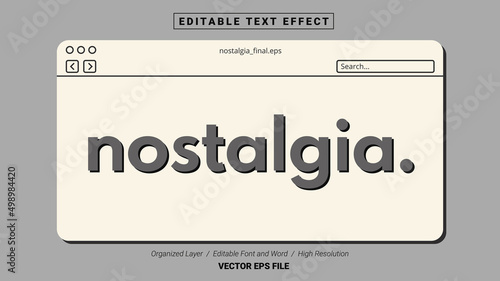 Editable Nostalgia Font. Typography Template Text Effect Style. Lettering Vector Illustration Logo.