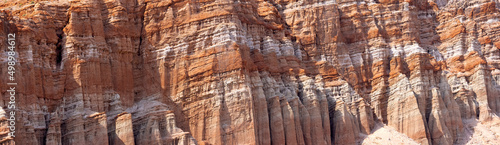 Panoramic view of Sandstone rock formations at Red rock canyon state park in California.