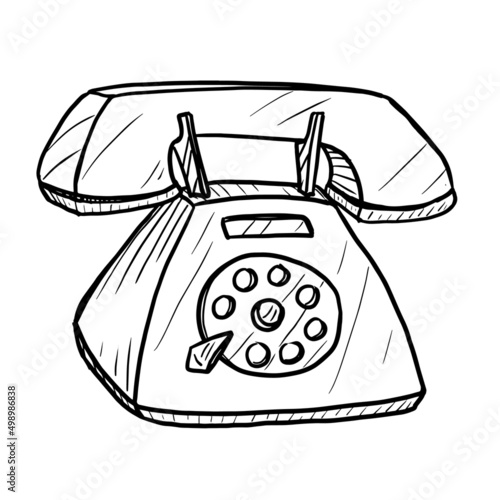 Old telephone vector illustration on white background