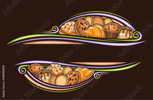 Wallpaper Mural Vector border for Baked Goods with empty copy space for text, decorative signage