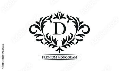 Exquisite monogram template with the initials D. Elegant logo for cafes, bars, restaurants, invitations. Business style and brand of the company.