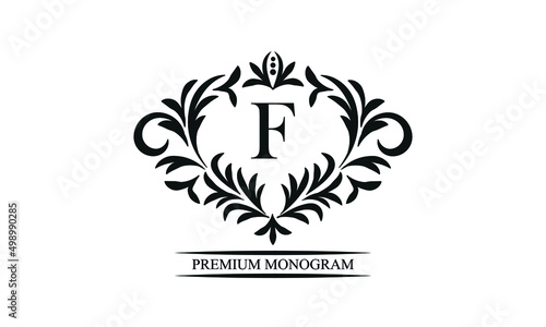Exquisite monogram template with the initials F. Elegant logo for cafes, bars, restaurants, invitations. Business style and brand of the company.
