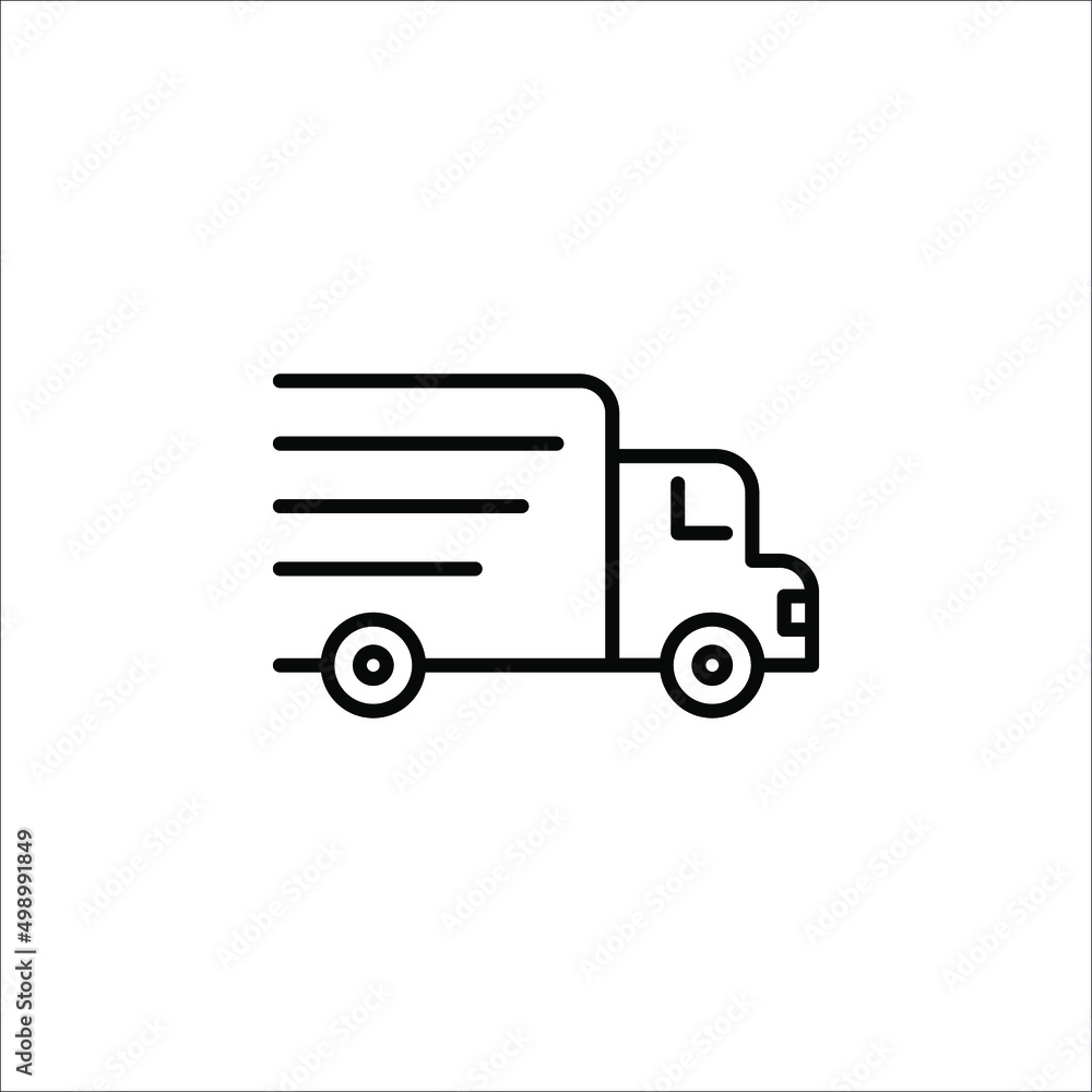 Fast shipping delivery truck flat vector icon for apps and websites on white backgroud