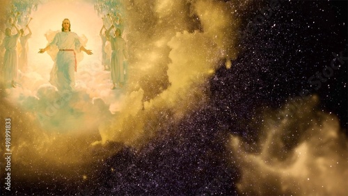 Obraz na płótnie Second Coming of Jesus in the Clouds