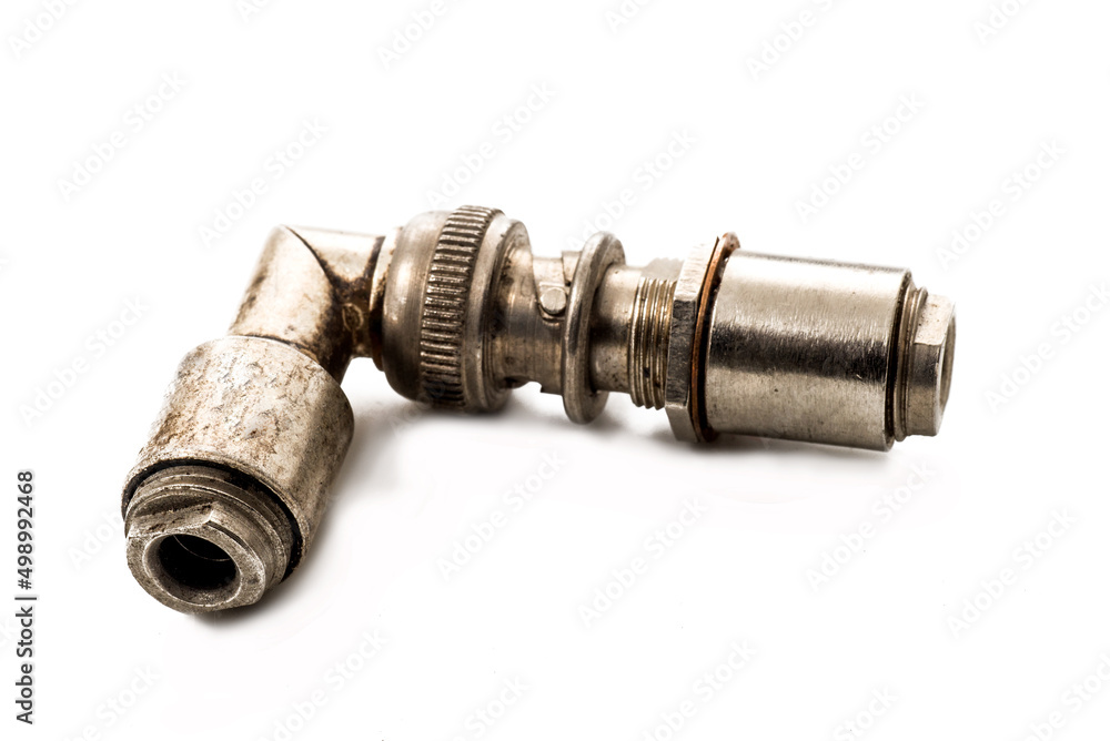 old high-frequency silver BNC socket close up old high-frequency silver BNC socket close up