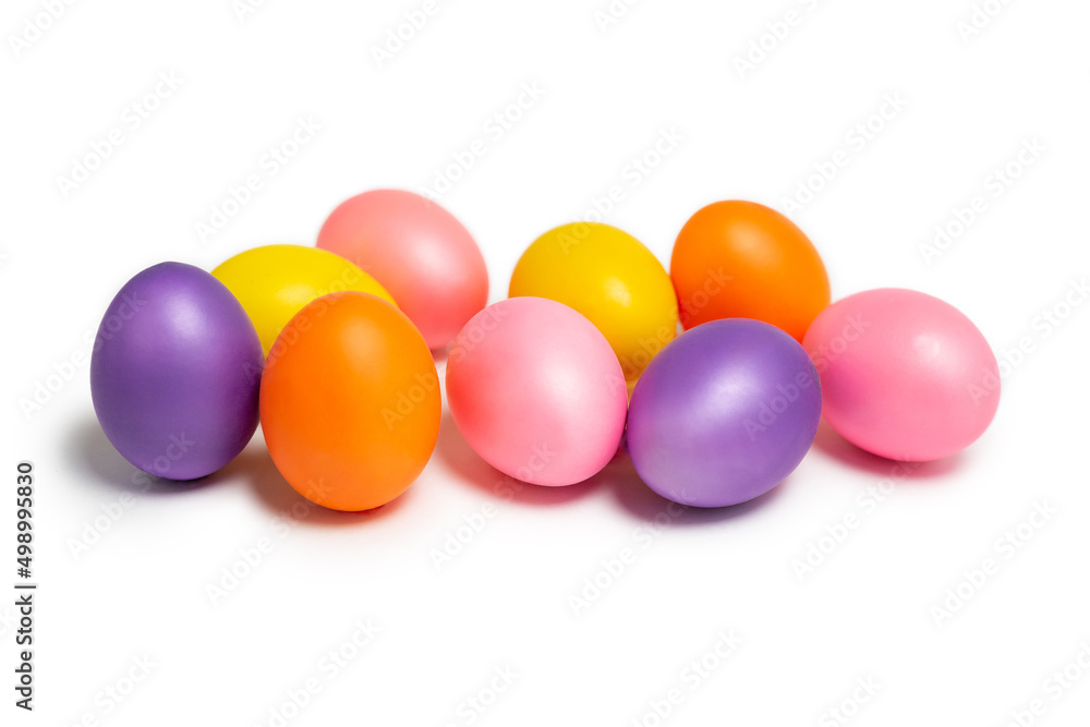Colored Easter eggs isolated on white background. background, layout, top view, template. Colored Easter eggs isolated on white background. background, layout, top view, template.
