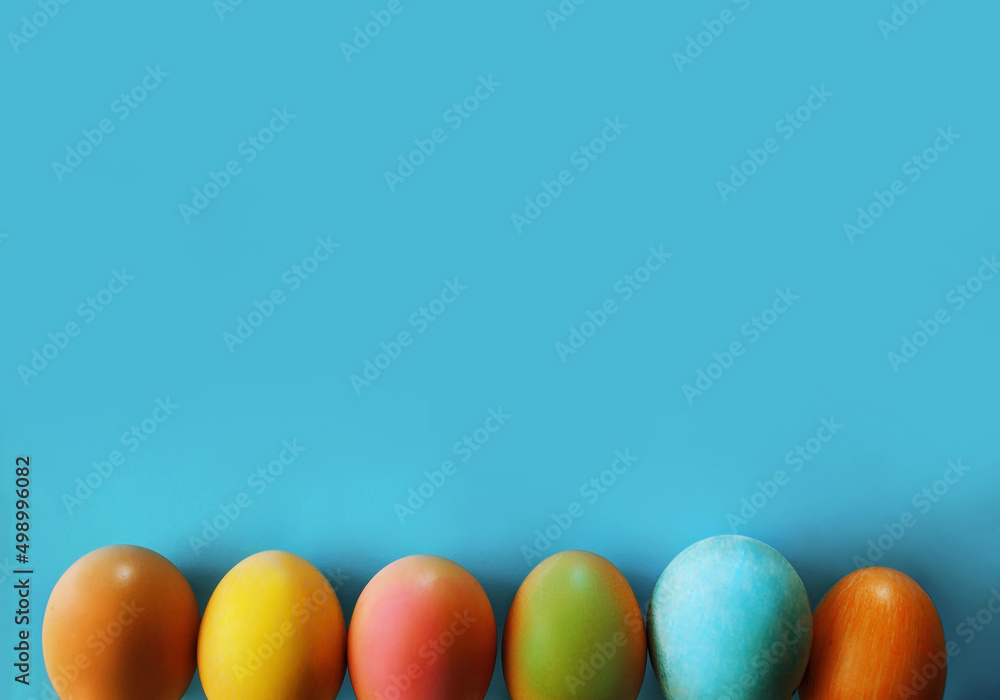 holiday, easter background. Easter holiday concept with colourful eggs, copy space.