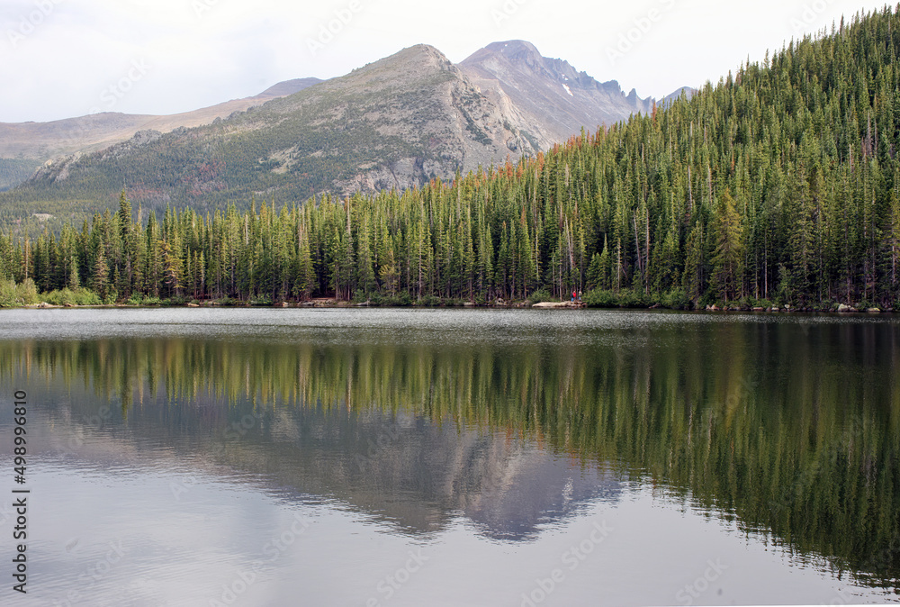 Reflections in a mountain lake, Rocky Mountain National Park, Colorado USA
