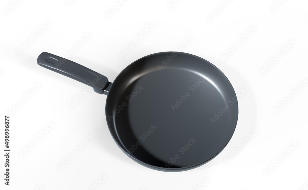 Frying pan mockup isolated on a white background - 3D render Frying pan mockup isolated on a white background - 3D render