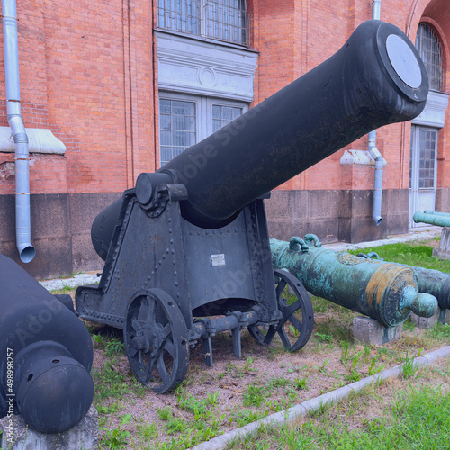 273-mm experienced coastal bomb gun, 1849, on the territory of the Artillery Museum, St. Petersburg, Russia.