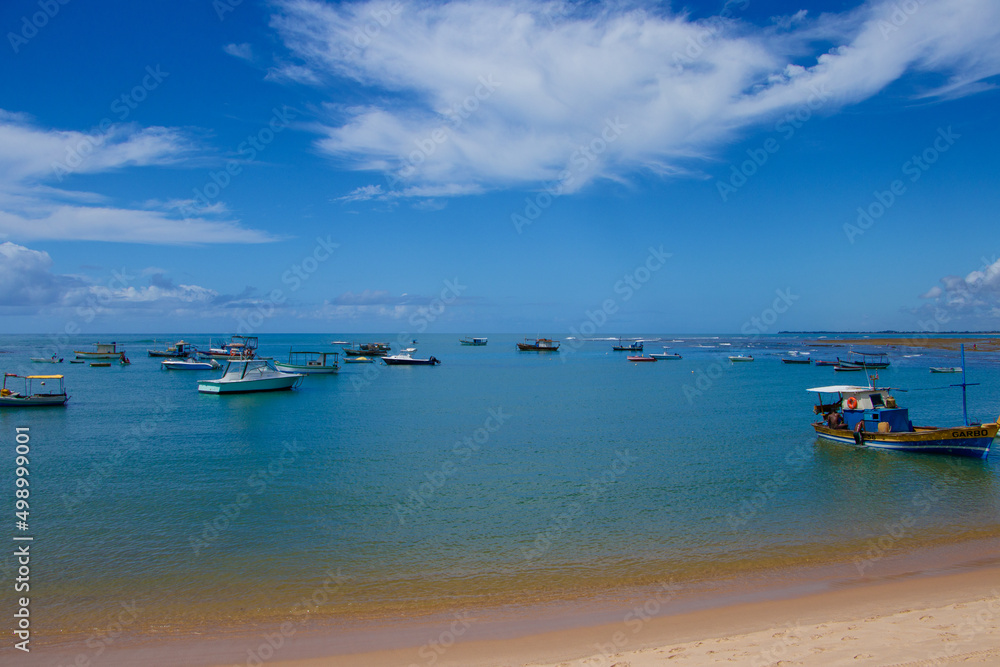 boats on the coast of Praia do Forte - Bahia