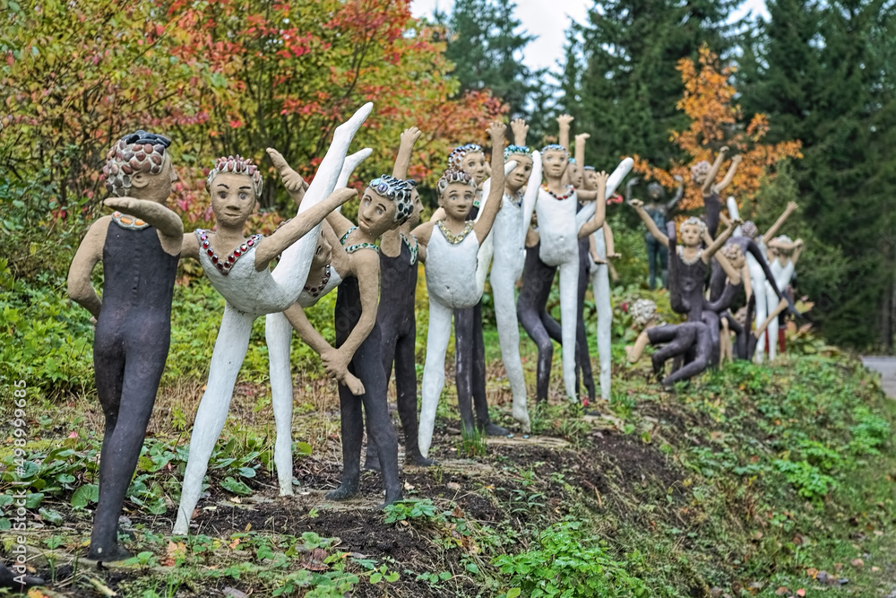 Parikkala, Finland. Sculptures by artist Veijo Ronkkonen in his sculpture park (Parikkalan