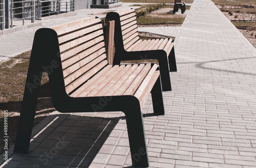 City bench made of wood