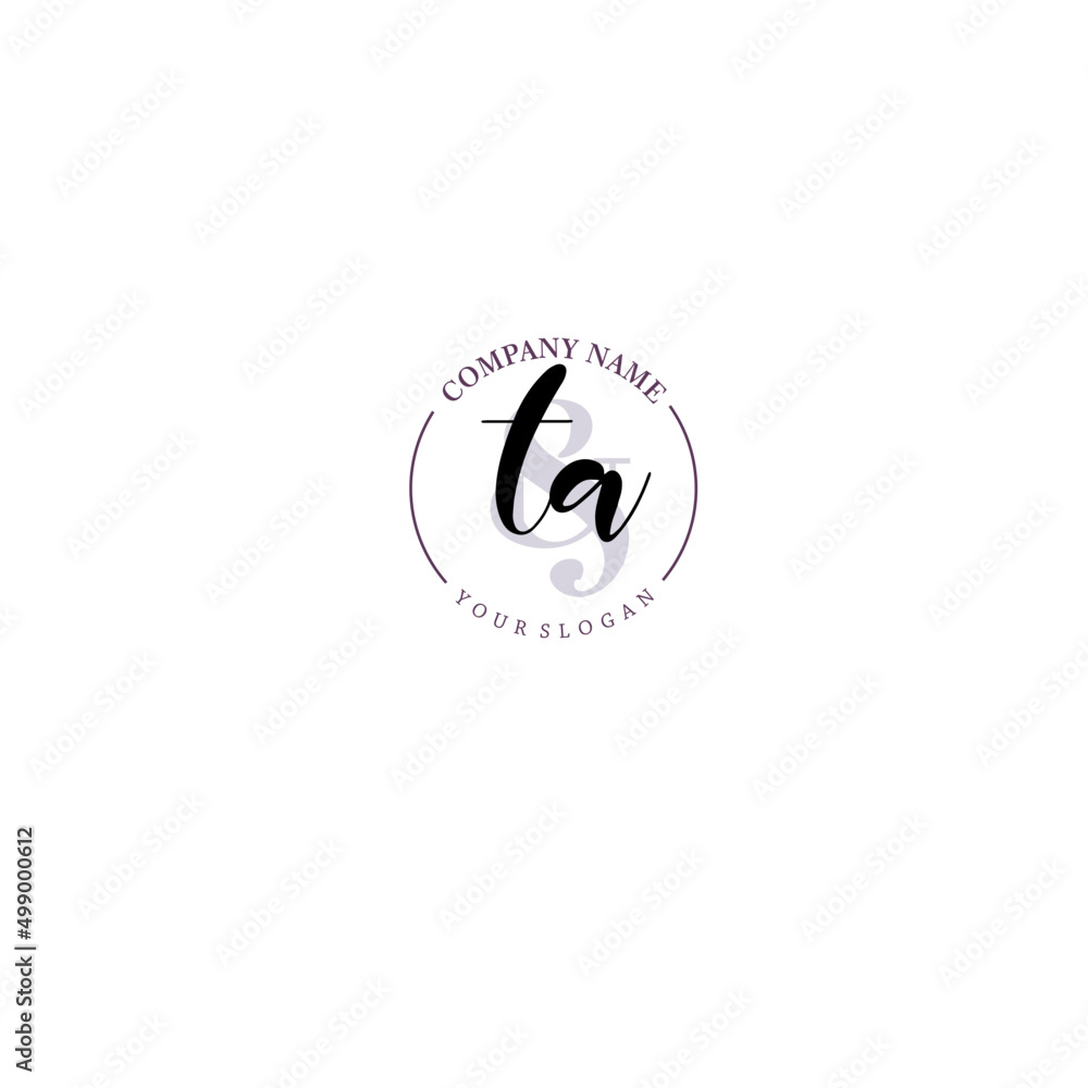 TA Initial letter handwriting and signature logo. Beauty vector initial logo .Fashion boutique floral and botanical TA Initial letter handwriting and signature logo. Beauty vector initial logo .Fashion boutique floral and botanical