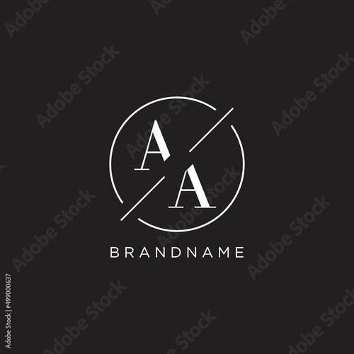 Letter AA logo with simple circle line. Creative look monogram logo design