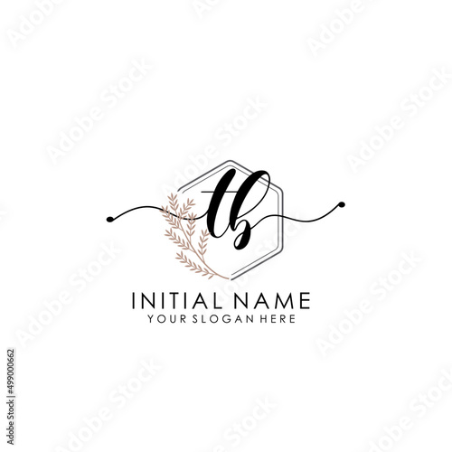 TB Luxury initial handwriting logo with flower template, logo for beauty, fashion, wedding, photography