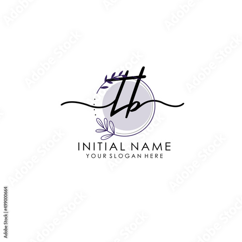 TB Luxury initial handwriting logo with flower template, logo for beauty, fashion, wedding, photography