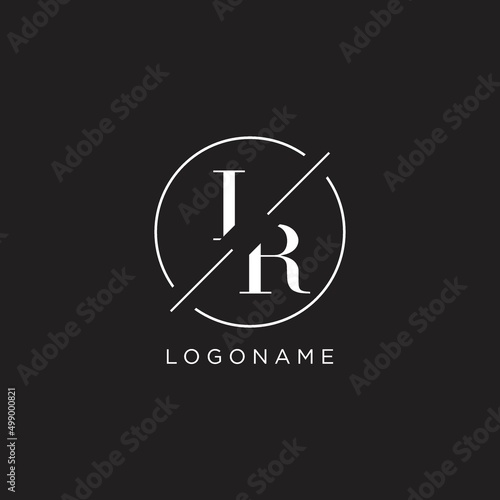 Letter IR logo with simple circle line. Creative look monogram logo design