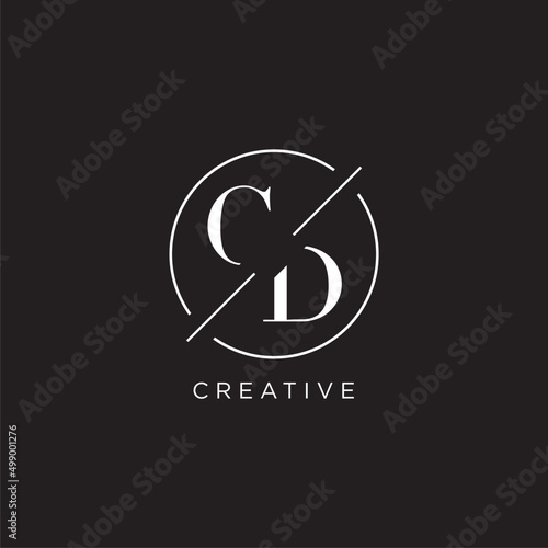 Letter CD logo with simple circle line. Creative look monogram logo design