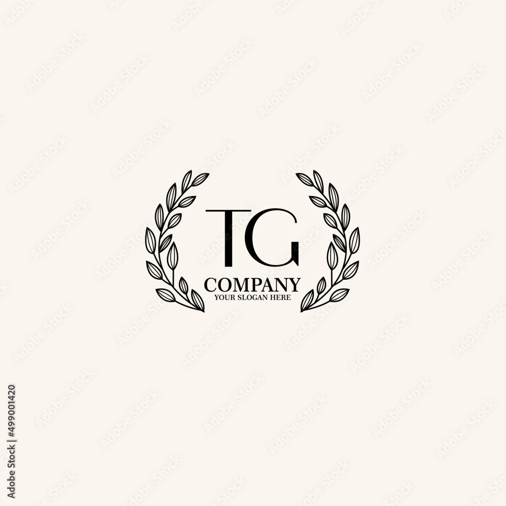 Fototapeta premium TG Beauty vector initial logo art handwriting logo of initial signature, wedding, fashion, jewelry, boutique, floral