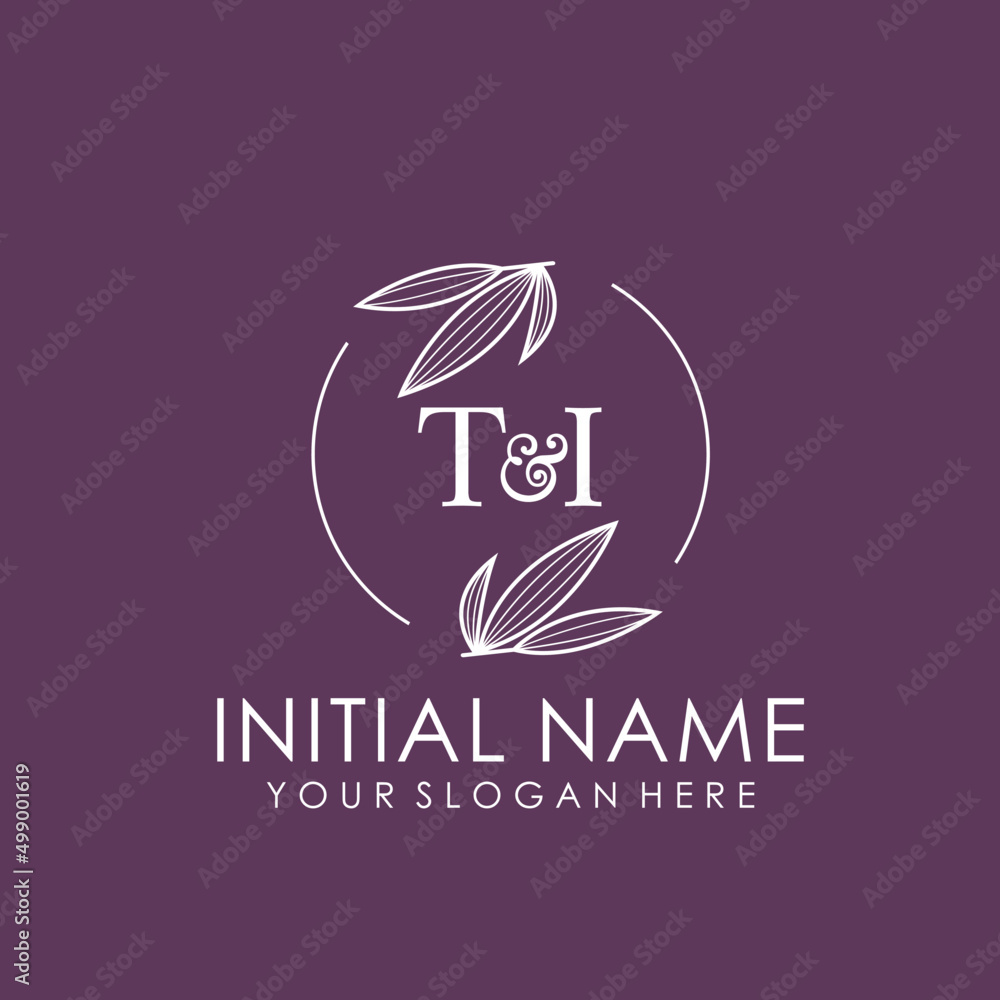Obraz premium TI Beauty vector initial logo art handwriting logo of initial signature, wedding, fashion, jewelry, boutique, floral