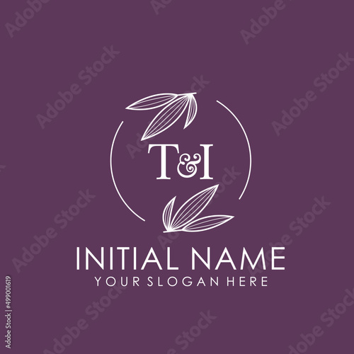 TI Beauty vector initial logo art  handwriting logo of initial signature, wedding, fashion, jewelry, boutique, floral