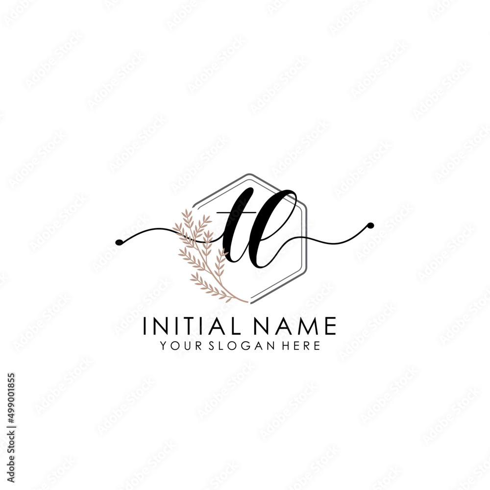 TL Luxury initial handwriting logo with flower template, logo for beauty, fashion, wedding, photography TL Luxury initial handwriting logo with flower template, logo for beauty, fashion, wedding, photography