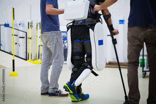 Exoskeleton for the rehabilitation and training of a paraplegic. photo
