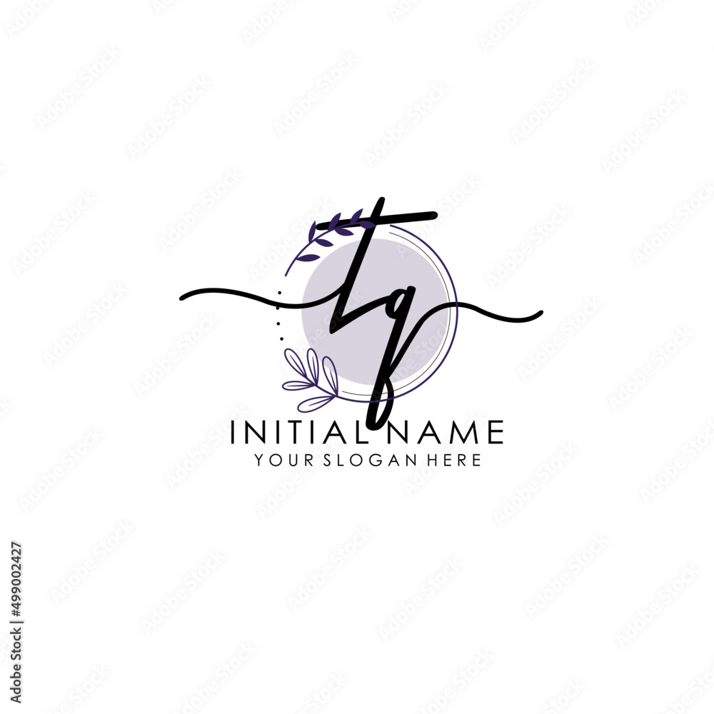 TQ Luxury initial handwriting logo with flower template, logo for beauty, fashion, wedding, photography TQ Luxury initial handwriting logo with flower template, logo for beauty, fashion, wedding, photography