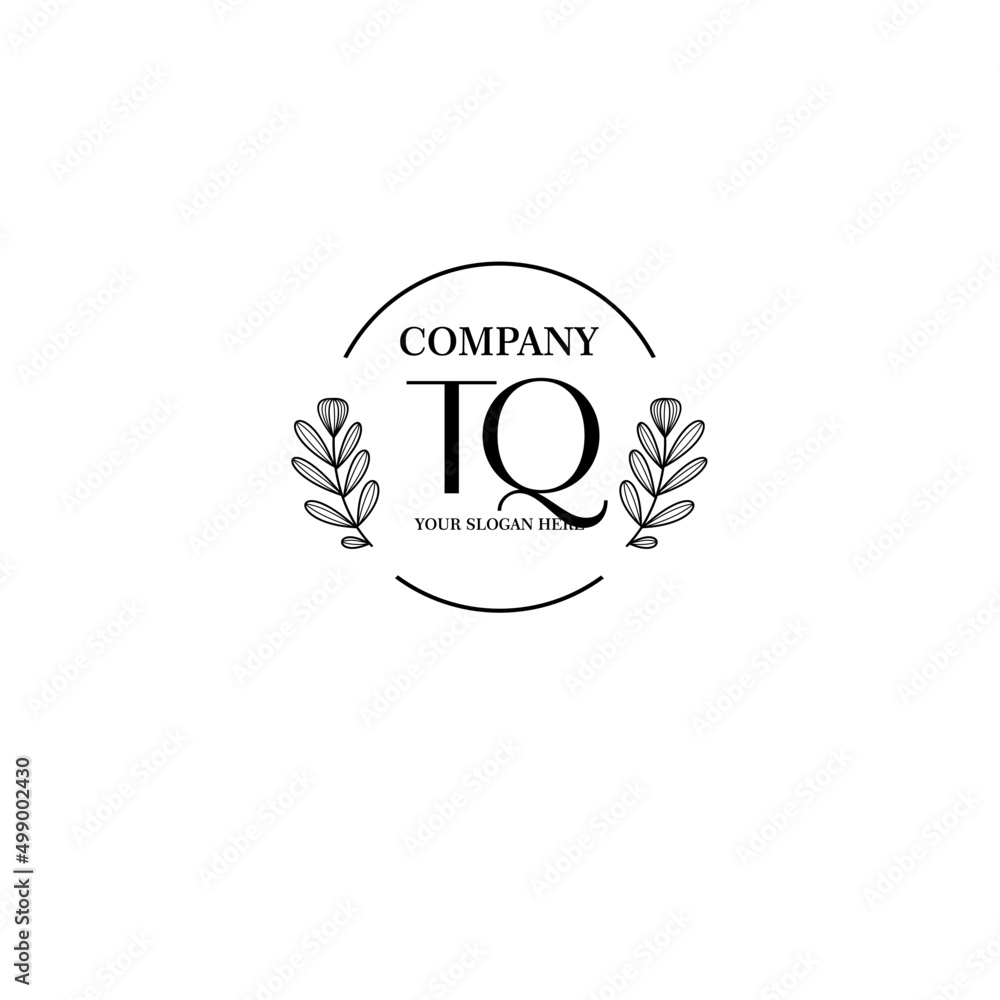 Fototapeta premium TQ Beauty vector initial logo art handwriting logo of initial signature, wedding, fashion, jewelry, boutique, floral