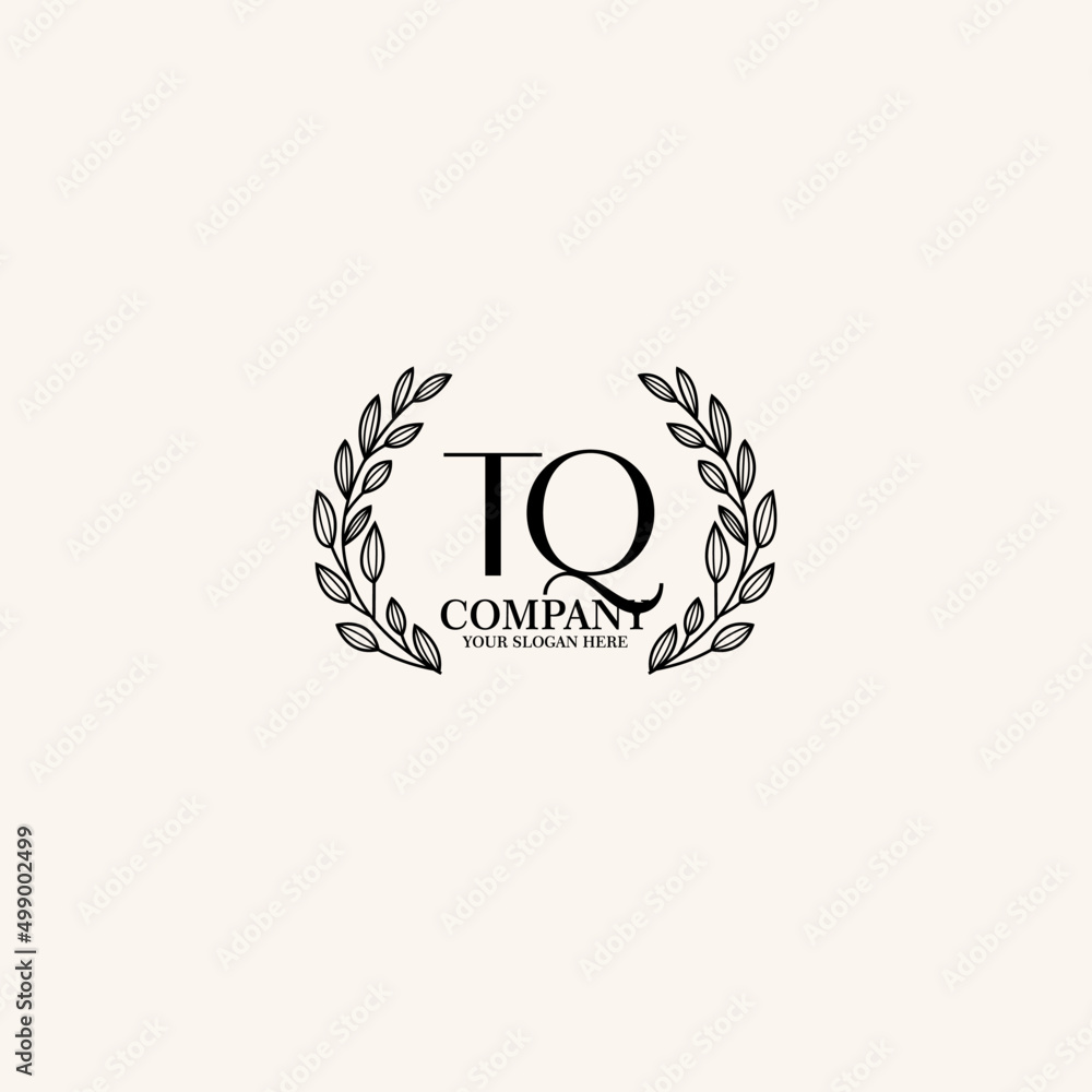Obraz premium TQ Beauty vector initial logo art handwriting logo of initial signature, wedding, fashion, jewelry, boutique, floral