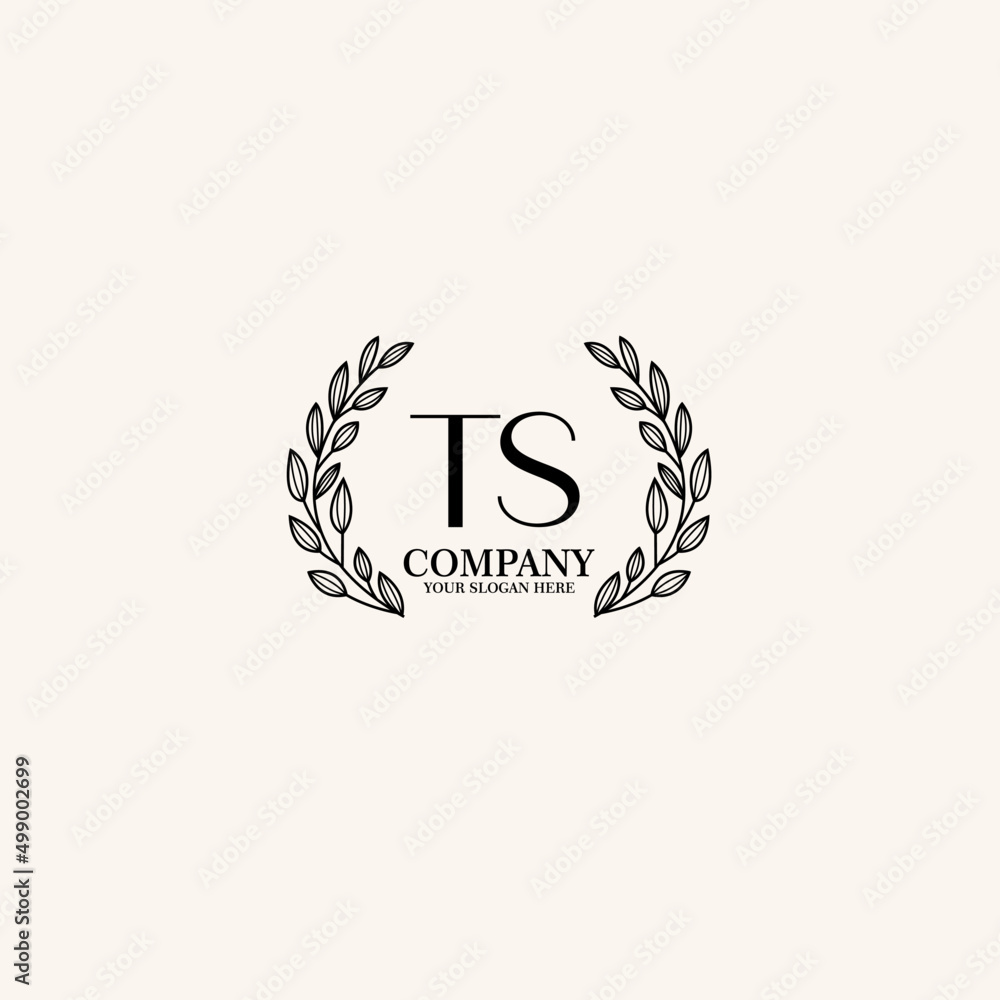 Fototapeta premium TS Beauty vector initial logo art handwriting logo of initial signature, wedding, fashion, jewelry, boutique, floral