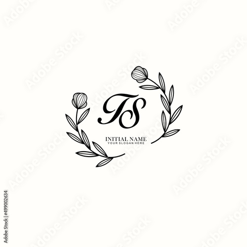TS Initial letter handwriting and signature logo. Beauty vector initial logo .Fashion  boutique  floral and botanical