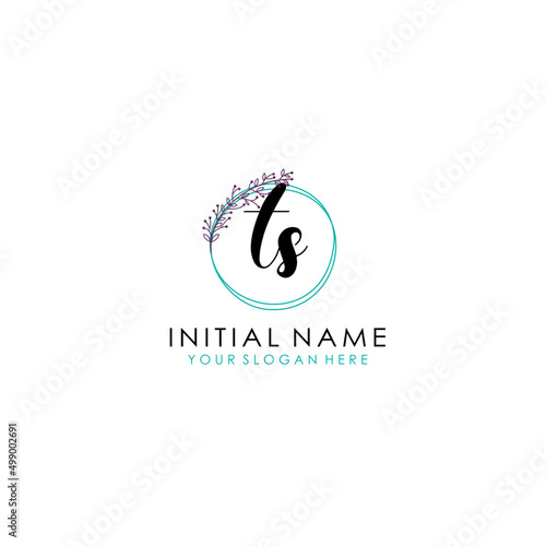 TS Initial letter handwriting and signature logo. Beauty vector initial logo .Fashion boutique floral and botanical