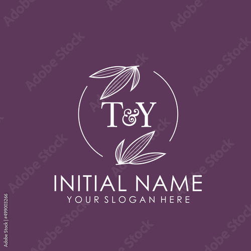TY Beauty vector initial logo art  handwriting logo of initial signature, wedding, fashion, jewelry, boutique, floral photo