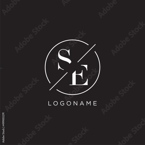 Letter SE logo with simple circle line. Creative look monogram logo design