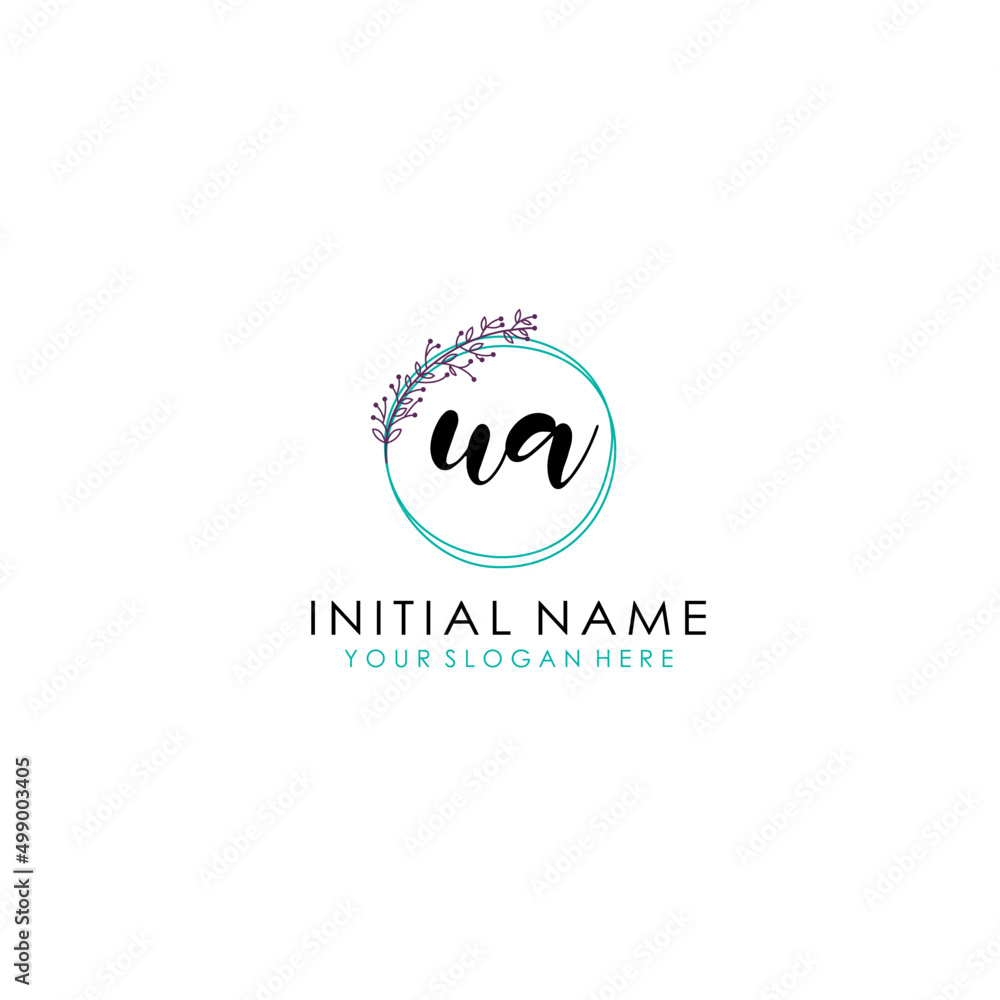UA Initial letter handwriting and signature logo. Beauty vector initial logo .Fashion boutique floral and botanical UA Initial letter handwriting and signature logo. Beauty vector initial logo .Fashion boutique floral and botanical