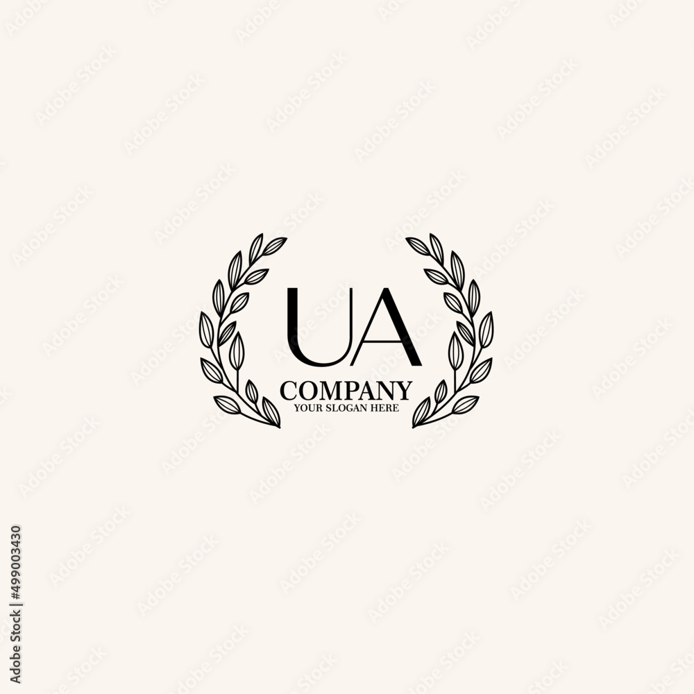 Obraz premium UA Beauty vector initial logo art handwriting logo of initial signature, wedding, fashion, jewelry, boutique, floral
