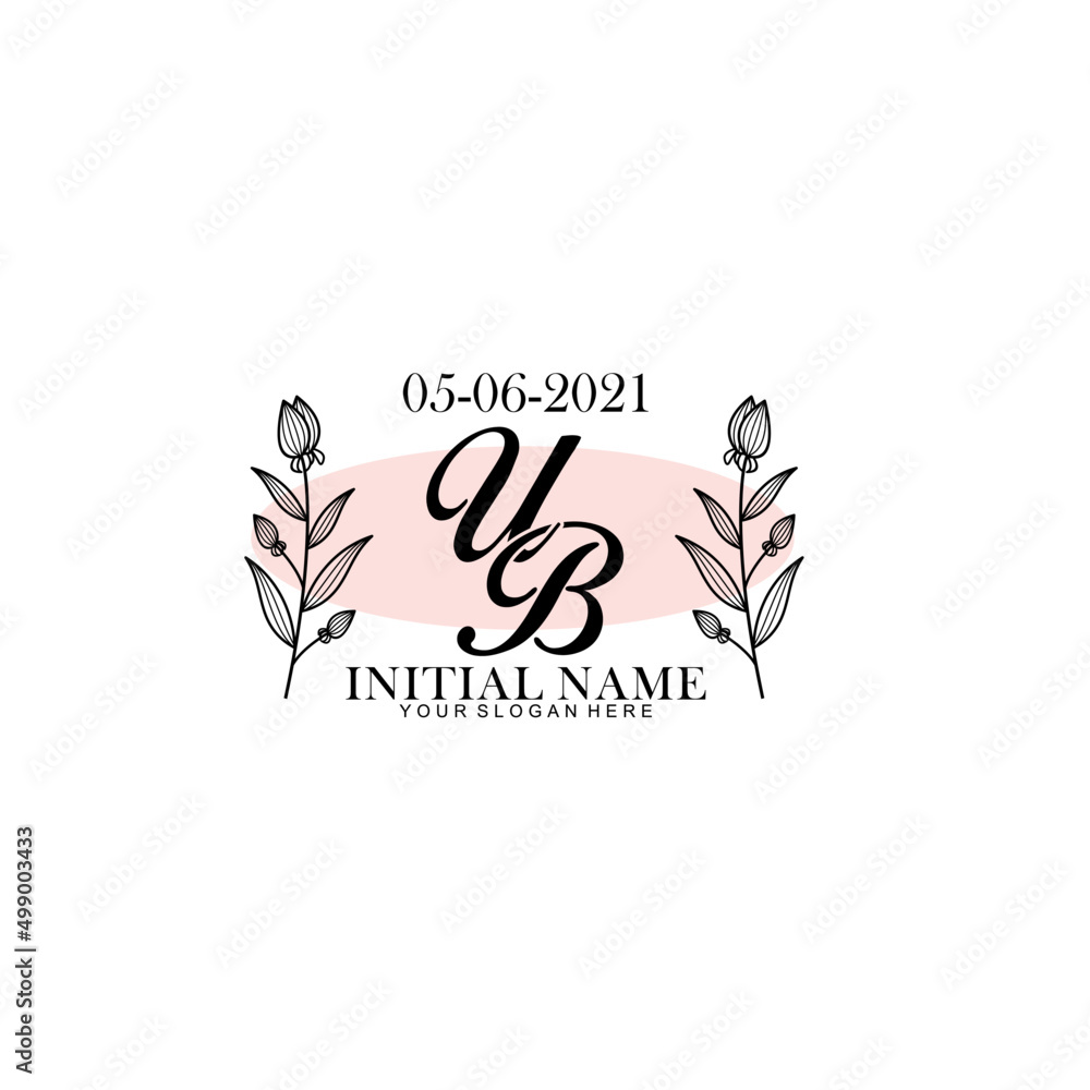 UB Initial letter handwriting and signature logo. Beauty vector initial logo .Fashion  boutique  floral and botanical