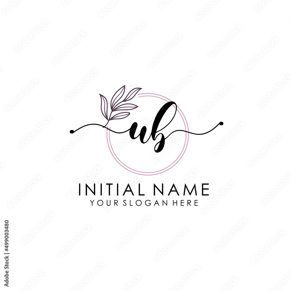 UB Luxury initial handwriting logo with flower template, logo for beauty, fashion, wedding, photography UB Luxury initial handwriting logo with flower template, logo for beauty, fashion, wedding, photography