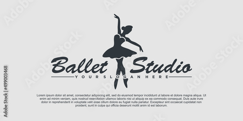 Dancer ballet studio logo design with creative woman style Premium Vector Part 3