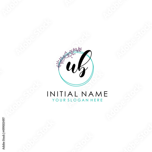 UB Initial letter handwriting and signature logo. Beauty vector initial logo .Fashion boutique floral and botanical