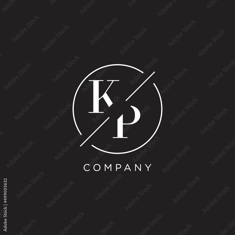 Letter KP logo with simple circle line. Creative look monogram logo ...