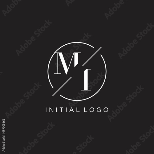Letter MI logo with simple circle line. Creative look monogram logo design