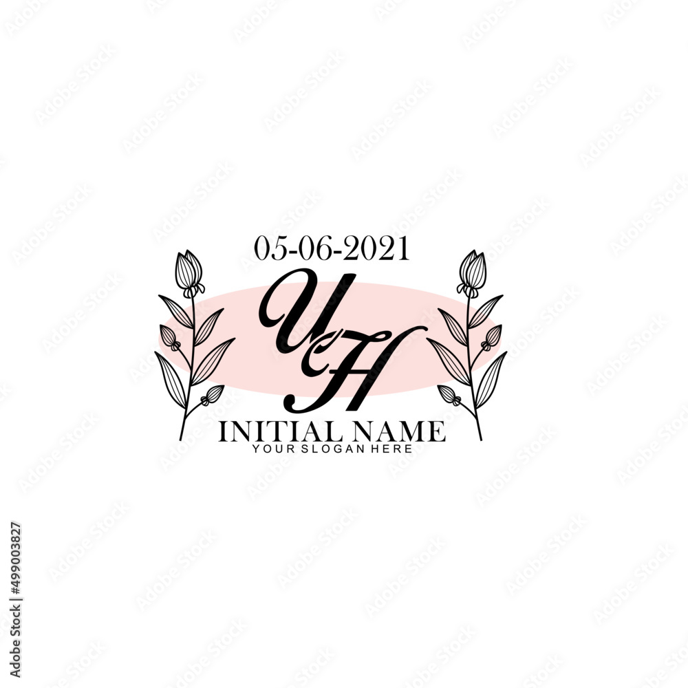 UH Initial letter handwriting and signature logo. Beauty vector initial logo .Fashion  boutique  floral and botanical