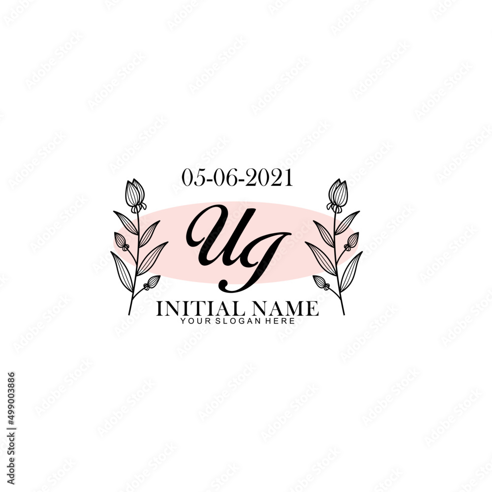 UI Initial letter handwriting and signature logo. Beauty vector initial logo .Fashion  boutique  floral and botanical
