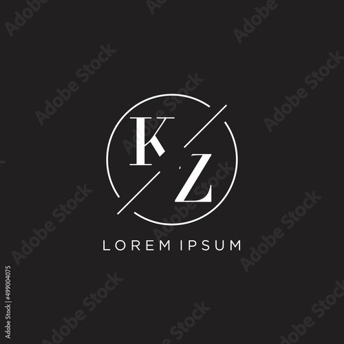 Letter KZ logo with simple circle line. Creative look monogram logo design photo