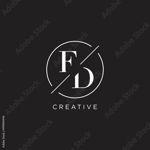 Letter FD logo with simple circle line. Creative look monogram logo design