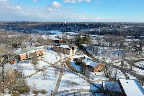 Aerial view of Judson University during winter time.